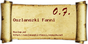 Oszlanszki Fanni névjegykártya
